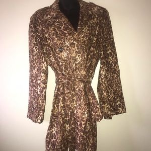 Norton Mcnaughton animal print faux suede trench L